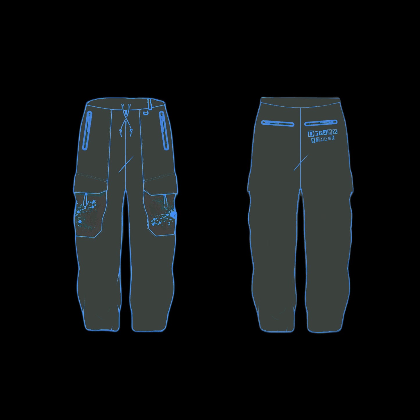 Splattered DreamzStreet Grey Cargos